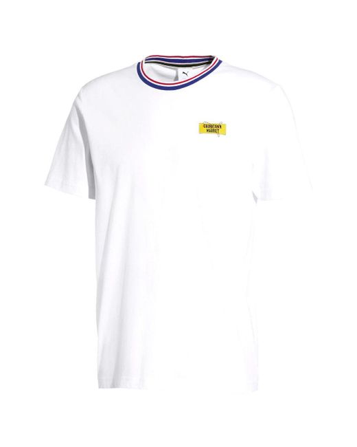 PUMA White X Chinatown Market Short Sleeve Crew Neck T-Shirt 595623 02 Cotton for men