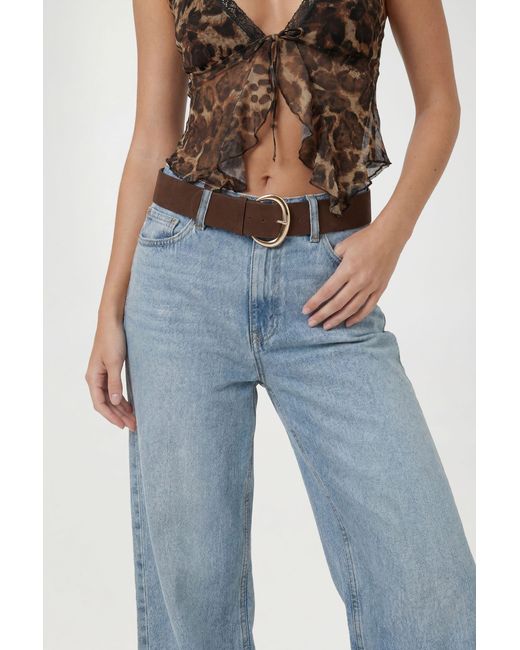 Boohoo Blue Statement Faux Suede Chunky Buckle Belt