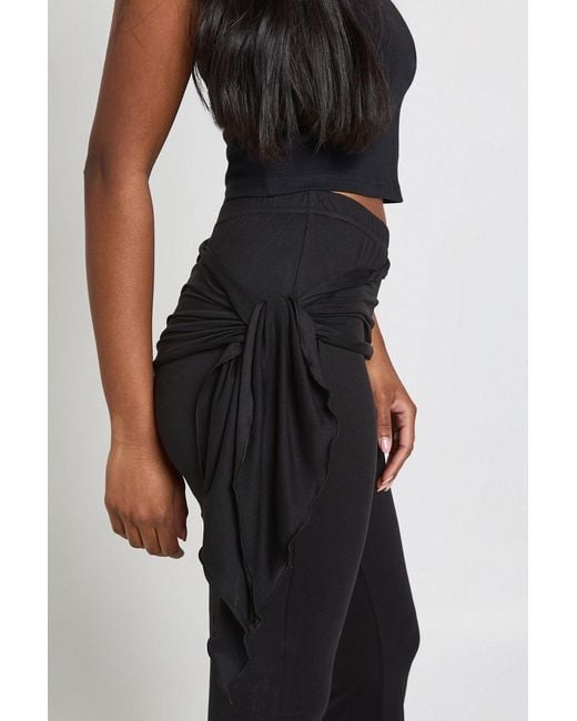 Boohoo Black Wrap Tie Waist Flare Trouser