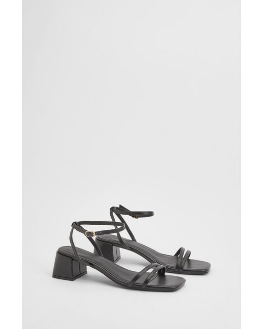 Boohoo Black Double Strap Low Block Heels