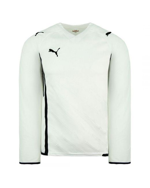 PUMA King Long Sleeve V neck White Black Football Top 700857 04 in