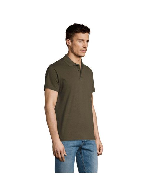 Sol's Green Summer Ii Pique Short Sleeve Polo Shirt (Army) for men