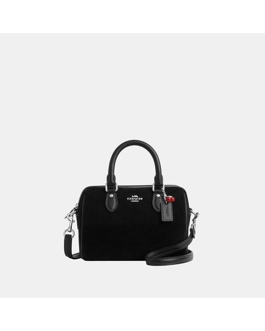 COACH Black Mini Rowan Crossbody Bag With Cherry Charm