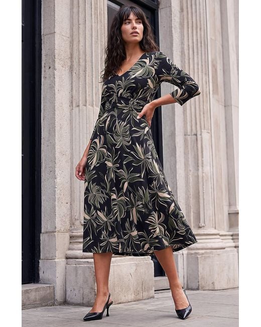 Roman Brown Leaf Cross Detail Dress