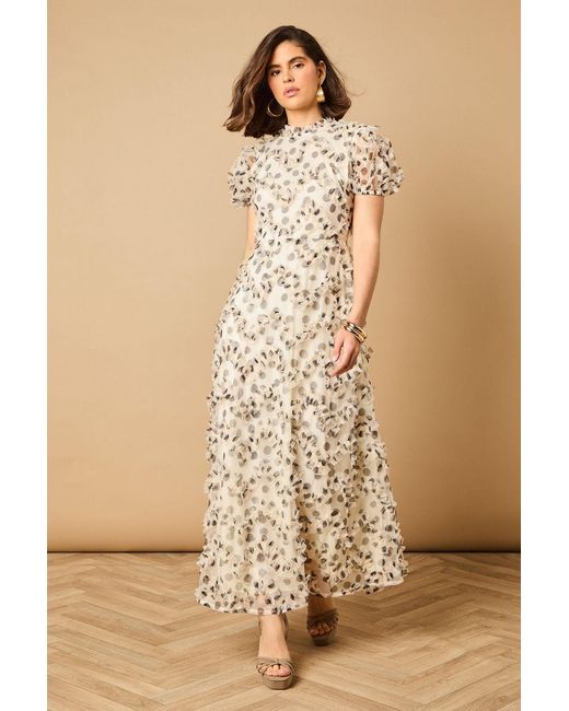 Oasis Natural Printed Textured Maxi Dress