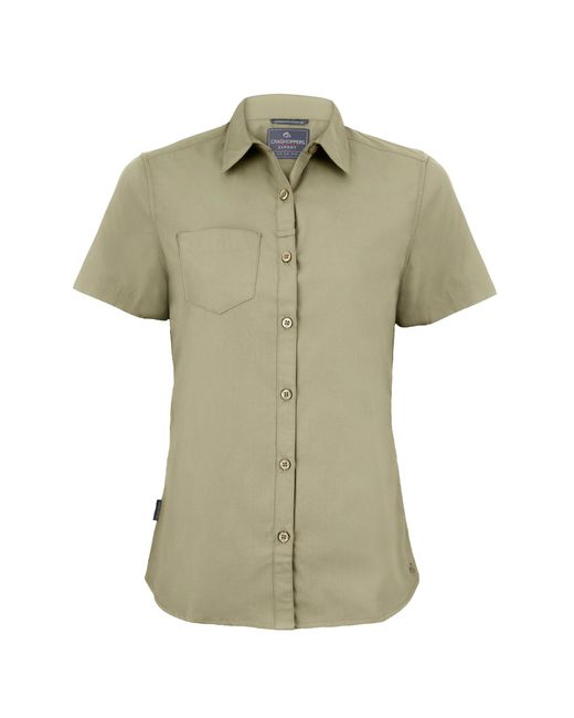 Craghoppers Green Ladies Kiwi Short-Sleeved Shirt (Pebble)
