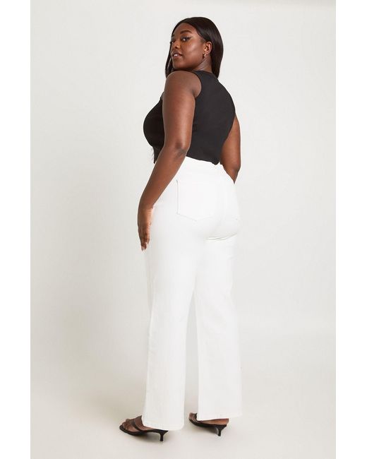 Boohoo White The Plus High Waist Straight Leg Jean