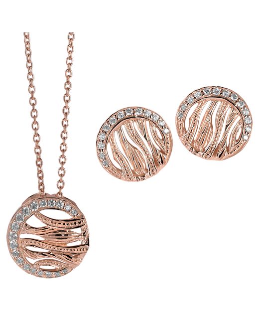 Orphelia Pink 925 Sterling Set: Chain-Pendant + Earrings