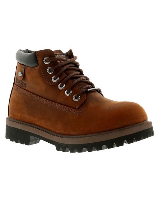 Skechers Brown Smart Boots Sergeants Verdict Leather Lace Up for men