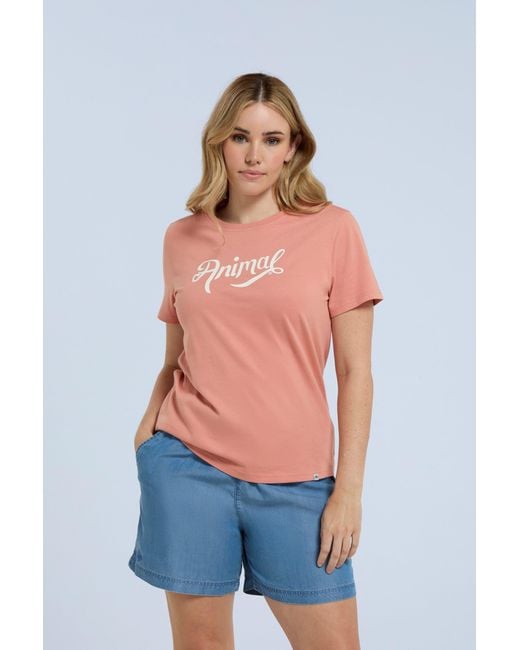 Mountain Warehouse Blue 'Marina' Script Logo T-Shirt Cotton Breathable Summer Casual Tee