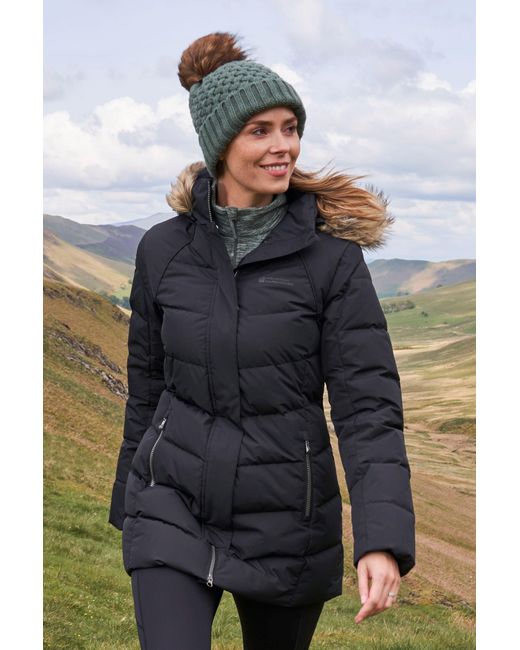 Mountain Warehouse Black 'Isla Ii' Down Jacket Water Resistant Faux Fur Hood Warm Winter Coat