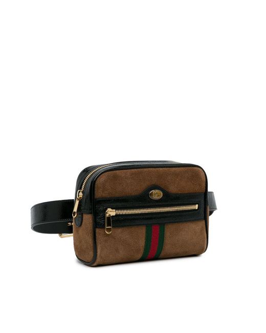 Gucci Black Vintage Small Ophidia Suede Belt Bag Brown