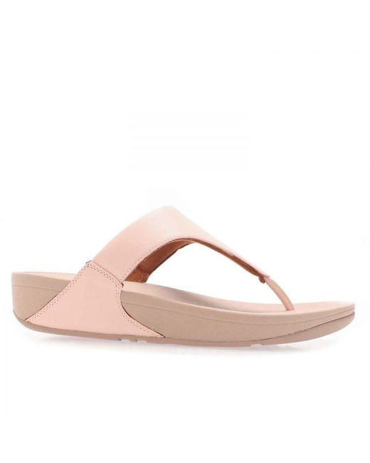 Fitflop Pink Womenss Fit Flop Lulu Leather Toe Thong Sandals