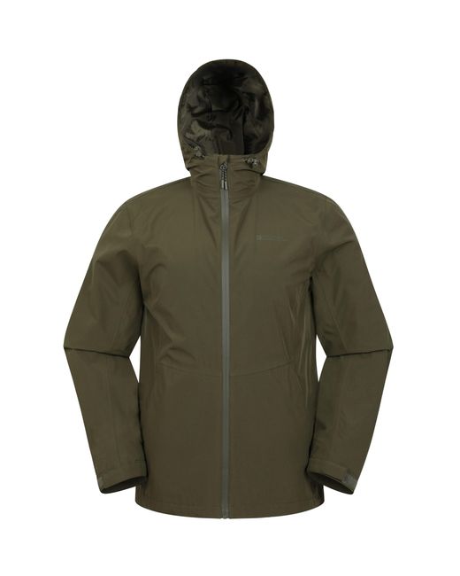 Mountain Warehouse Green 'Covert' Rain Jacket With Adjustable Hood Waterproof Coat for men