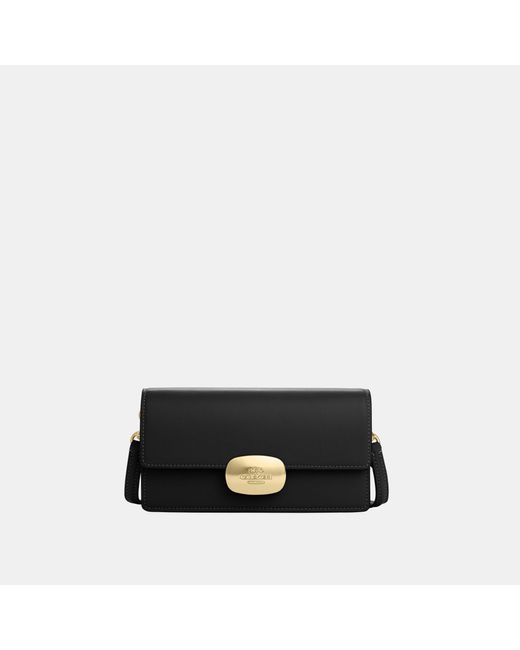 COACH Brown Smooth Leather Eliza Small Flap Crossbody Bag