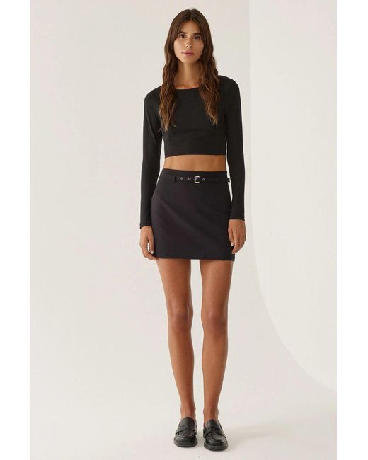 Hiccup Black Belted Mini Skirt