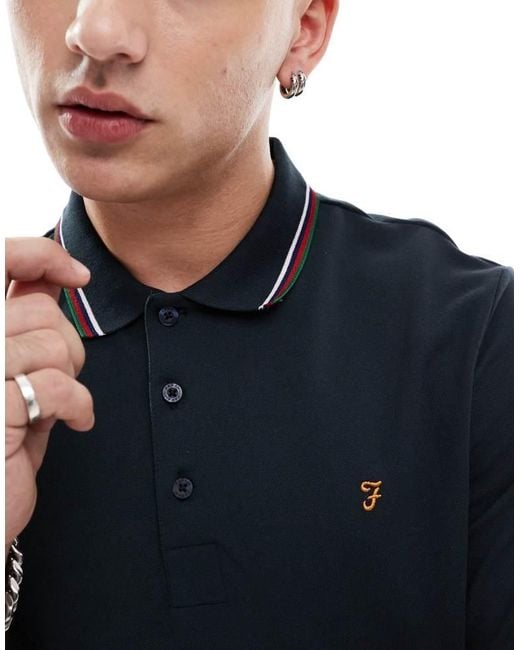 Farah Blue Alvin Short Sleeve Polo for men