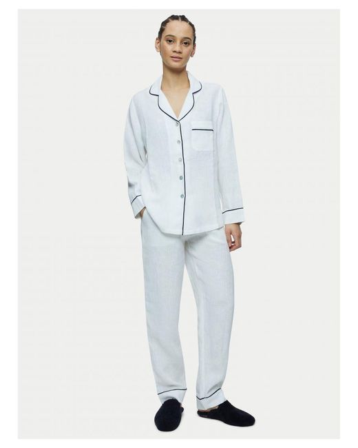 Jigsaw Blue Linen Long Pyjamas