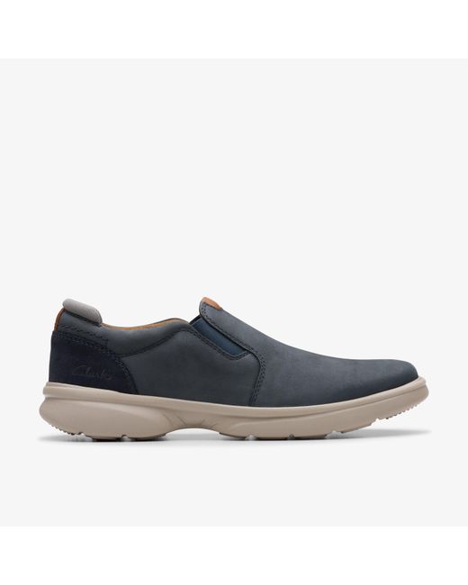 Clarks Blue Bradley Ease Nubuck Shoes for men