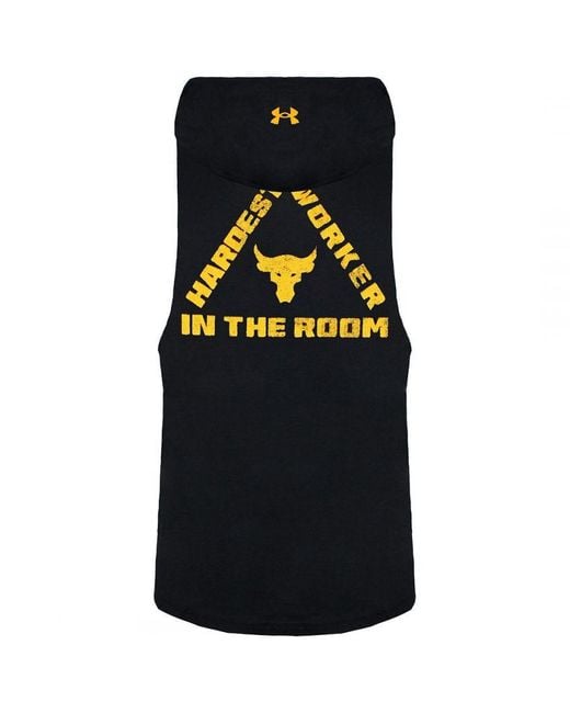 Under Armour Black Project Rock Sleeveless Hoodie Cotton/Polyester for men