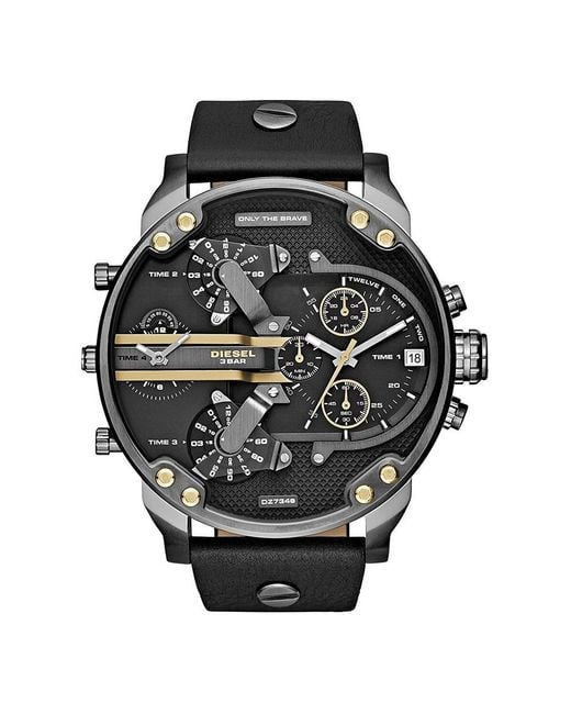 DIESEL Black Mr. Daddy 2.0 Multifunction Leather for men