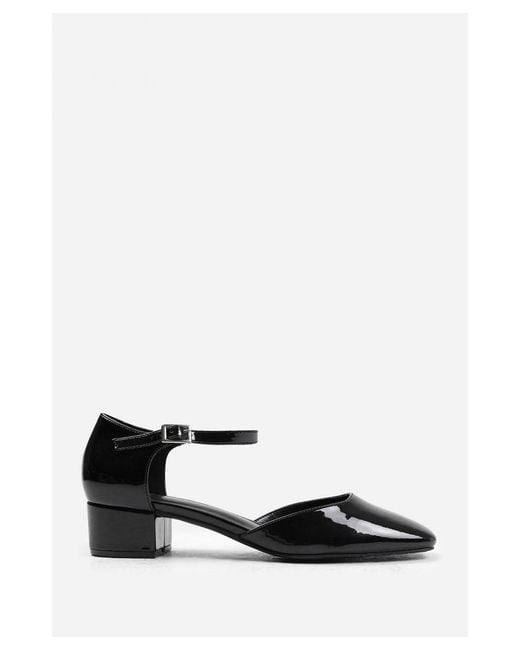 Where's That From Brown Square Toe Buckled Low Block Heels