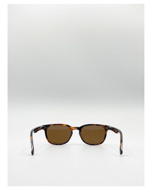 SVNX White Classic Preppy Square Sunglasses With Key Hole Nosebridge for men