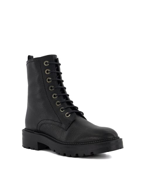 Dune Black Ladies Cleated-Sole Hiker Boots Press