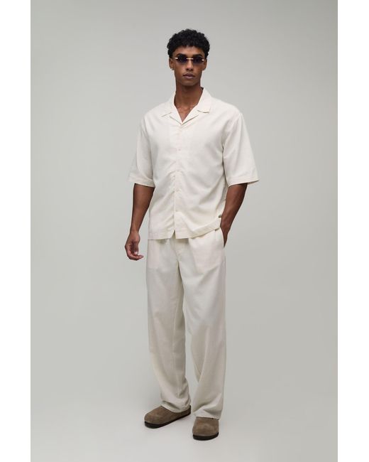 BoohooMAN Gray Oversized Half Sleeve Monte Carlo Shirt And Relaxed Trouser Set for men