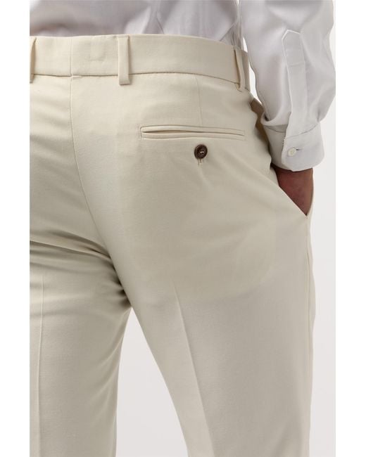 Antique Rogue Natural Flat Fronted Slim Fit Suit Trousers for men