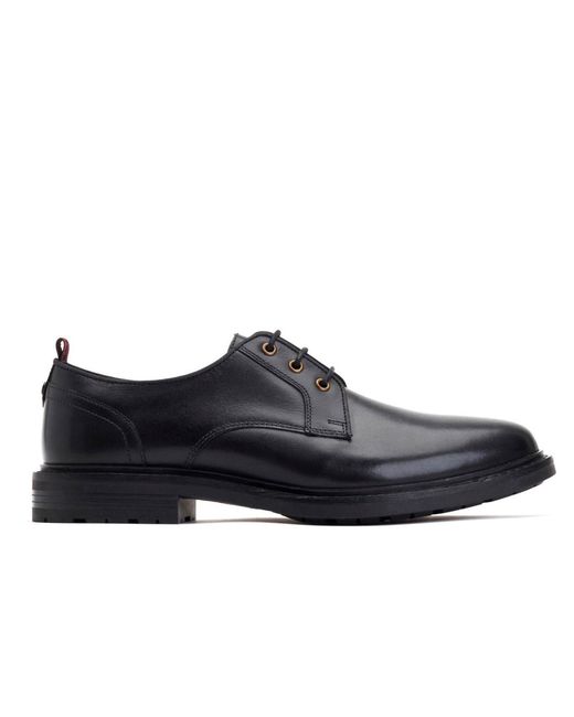 Base London Black Dime Leather Derby Shoes for men