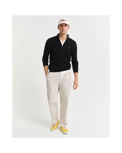 Gant Black Pique Half Zip Fleece for men
