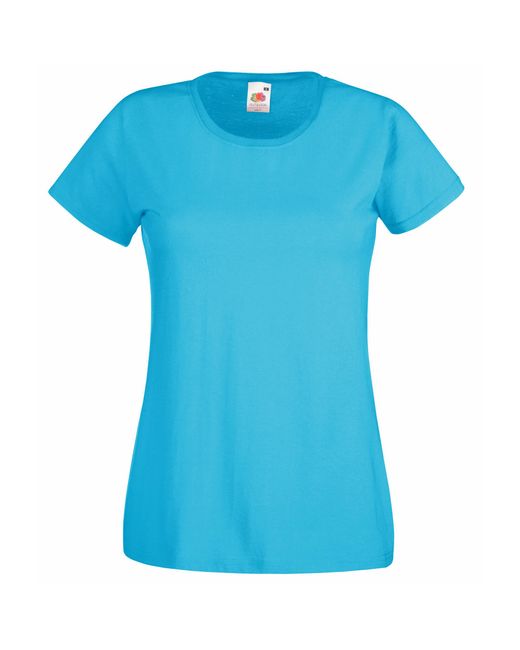 Fruit Of The Loom Blue Ladies/ Lady-Fit Valueweight Short Sleeve T-Shirt (Pack Of 5) (Azure) Cotton