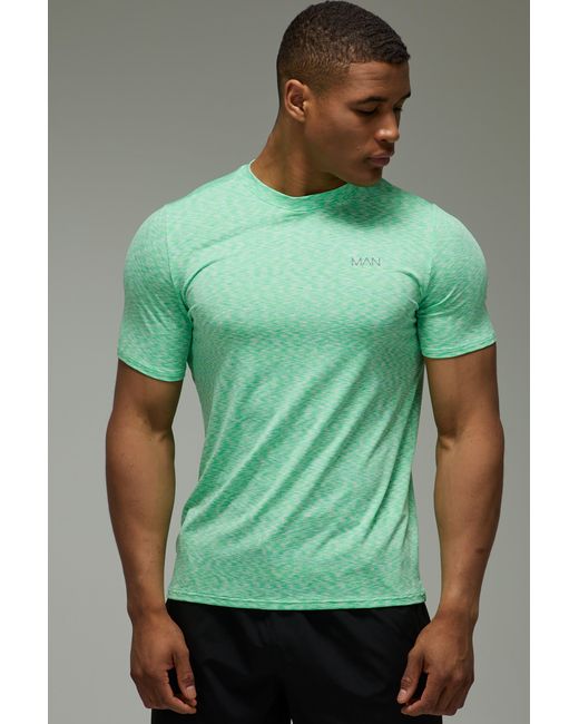 BoohooMAN Green Active Regular Fit Marl T-Shirt for men
