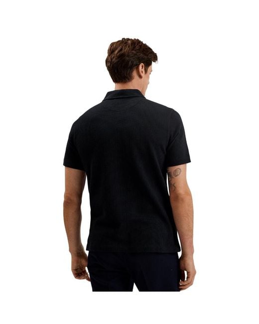 Ted Baker Blue Elgrave Regular Textured Half Zip Polo Shirt for men