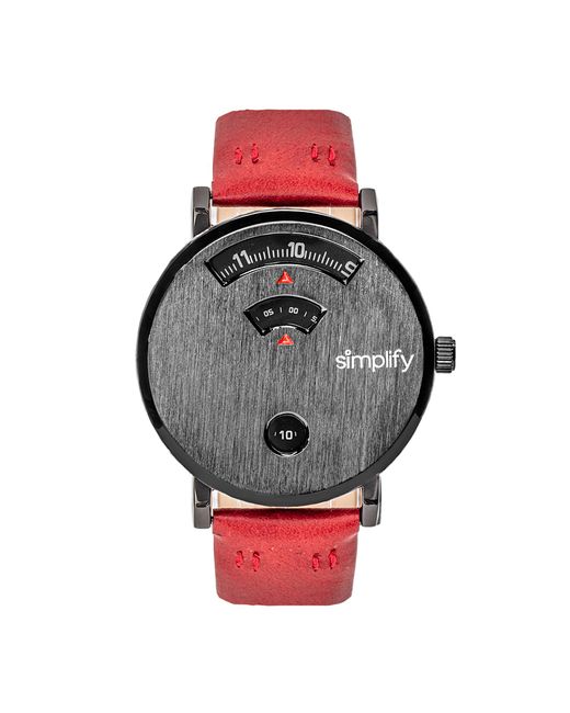 Simplify Gray The 7000 Leather-Band Watch