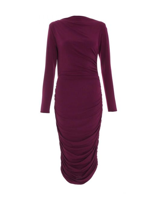 Quiz Purple High Neck Midi Dress