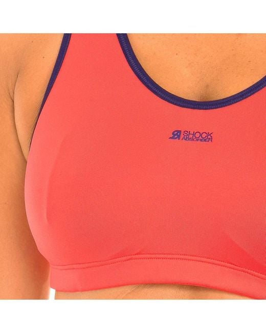 Shock Absorber Pink Womenss Sports Bra With Elastic Band Under Bust S04N0