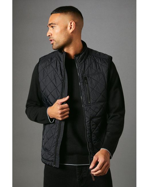 MAINE Gray Diamond Quilted Gilet for men