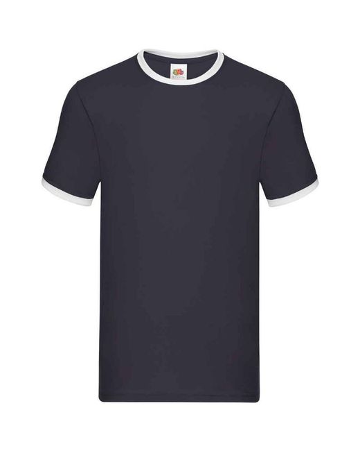 Fruit Of The Loom Blue Ringer Contrast T-Shirt Cotton for men