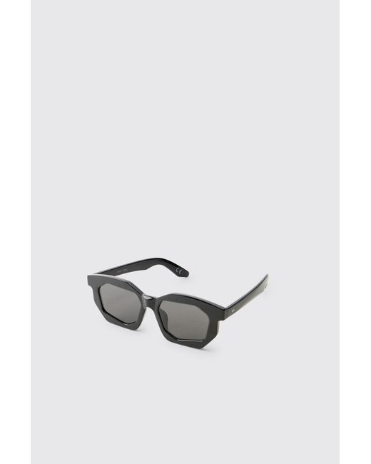BoohooMAN White Chunky Plastic Geometric Tinted Sunglasses for men
