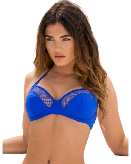 Pour Moi Blue 30006 Glamazon Plunge Bikini Top