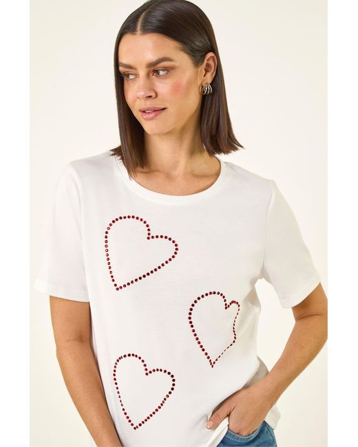 Roman White Embellished Heart T-Shirt