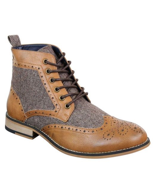 House Of Cavani Brown Classic Tweed Oxford Ankle Boots for men