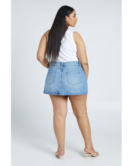 Boohoo Blue Plus Denim Mini Skort