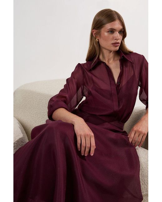 Karen Millen Purple Lydia Organdie Woven Prom Skirt