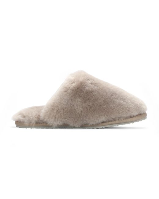 Infinity Leather Gray Sheepskin Slippers Warm Winter Fur Mule