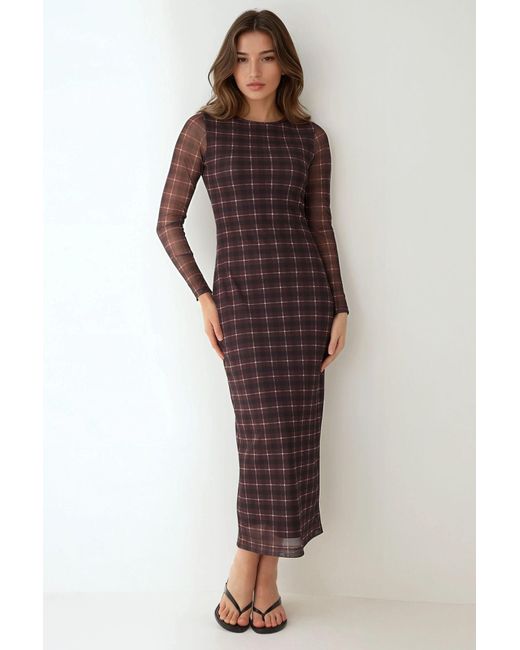 Hiccup Multicolor Plaid Bodycon Midi Dress