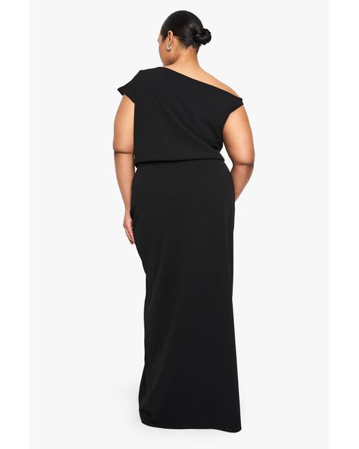 Boohoo Black Plus Rouched Asymmetric Maxi Dress