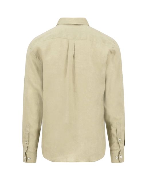 Fynch-Hatton Natural Long Sleeved Linen Shirt Pistachio for men